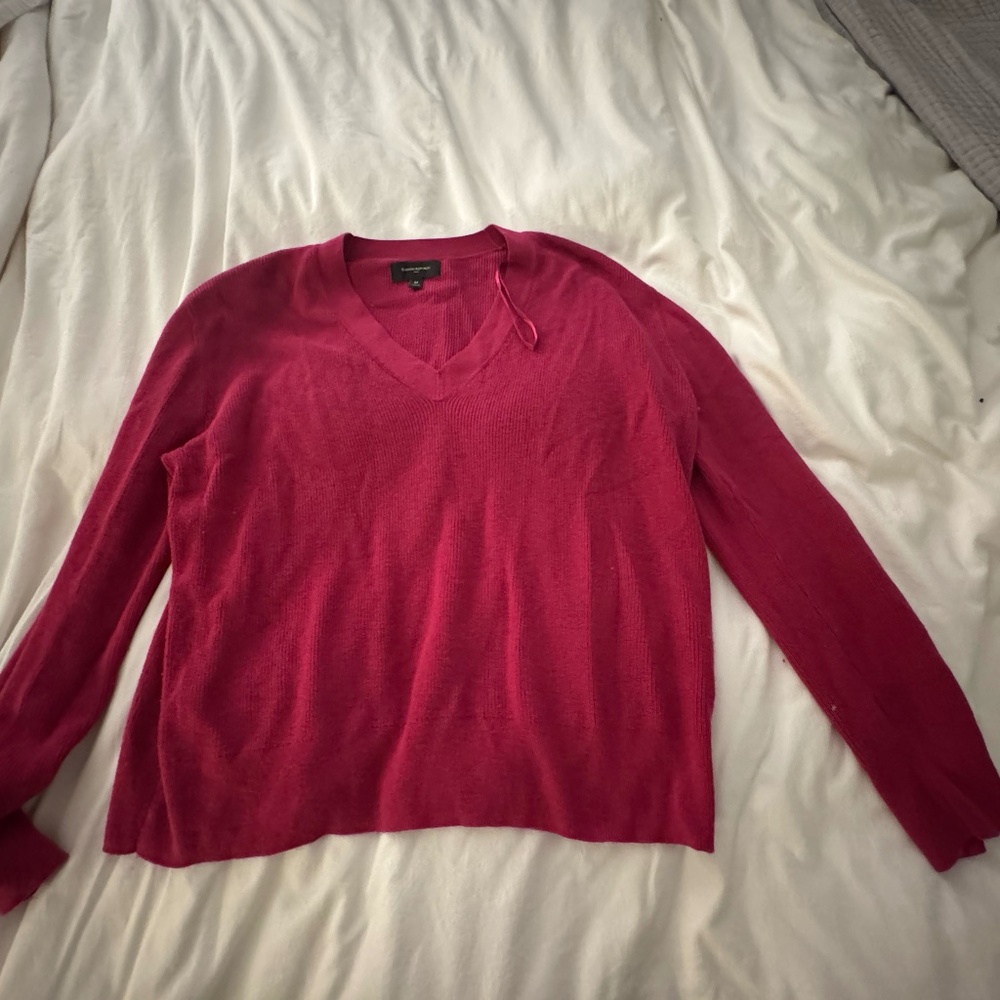 Raspberry V-Neck Oversized Sweater